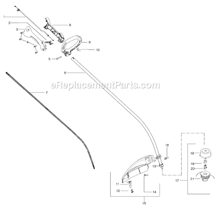 Page B Diagram and Parts List for XT260 Type 1 Weed Eater Trimmer